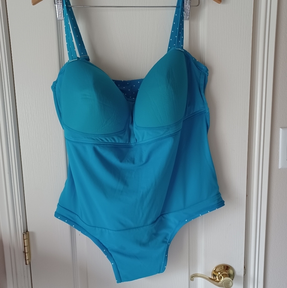 Catalina Blue White Polka Dot Swimwear Size 3X - Picture 13 of 15